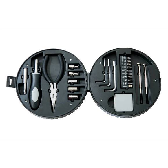 NEW CREATIVE GIFTS INTERNATIONAL 24 piece tool set in tire in black - Picture 3 of 3